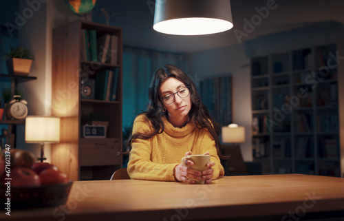 Portrait of a young beautiful woman at home