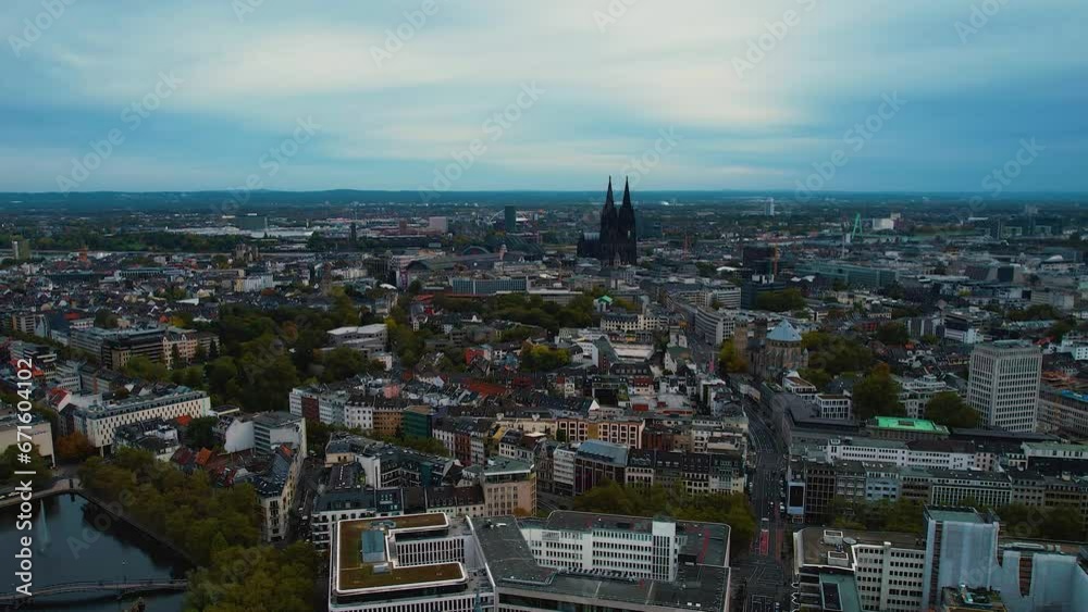 Aerial of the old town of Köln in Germany on a cloudy autumn day Aerial of the old town of Köln in Germany on a cloudy autumn day