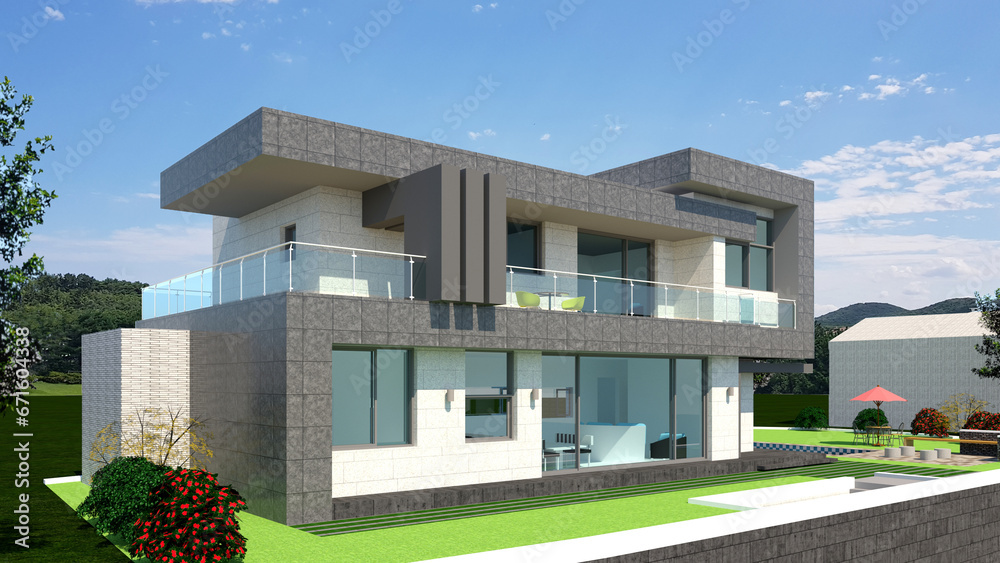 modern building in the city,  rendering of a modern house