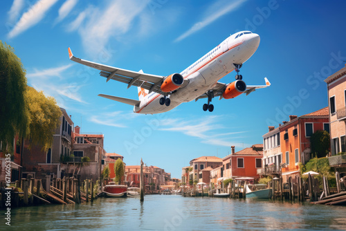 Wallpaper Mural Airbus A320 on a sunny day over Venice Canals Torontodigital.ca