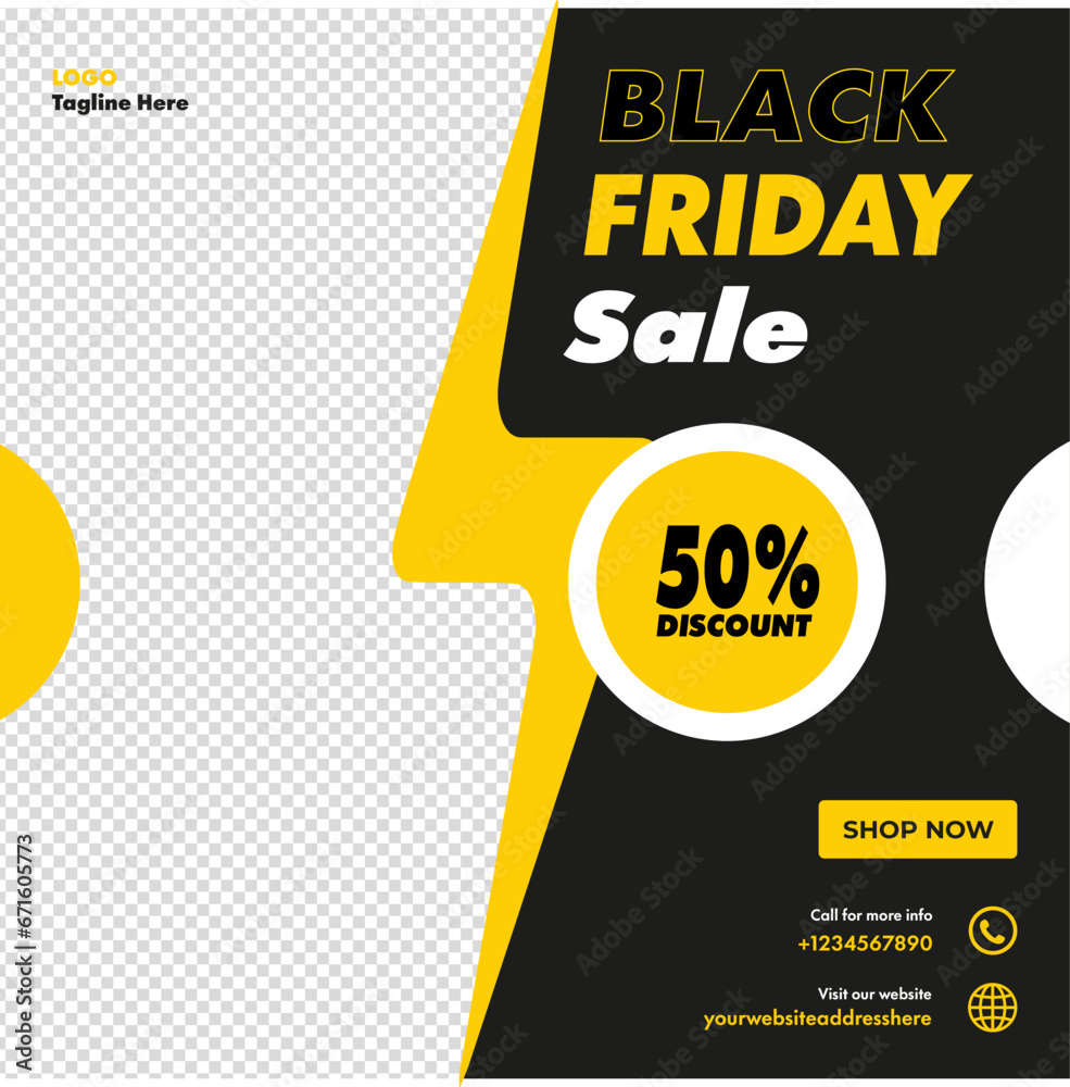 Vector black Friday sales special offer banner template for social media post