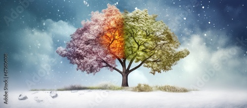 Manipulating a photograph of a tree in all four seasons to create a magical representation of nature