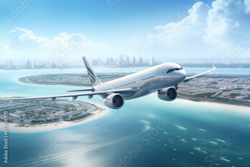 Wallpaper Mural Airbus A321 on a sunny day over Dubais Palm Islands Torontodigital.ca
