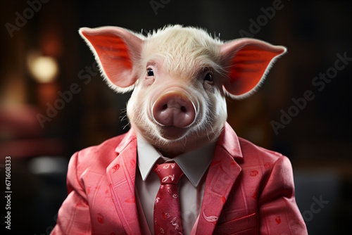 Cute Pig Set Against a Vibrant Backdrop, Ideal for Dynamic Advertising Concepts. © Sarita
