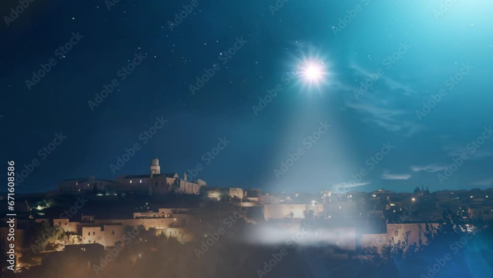 Bethlehem Christmas night background with bright Christmas star 