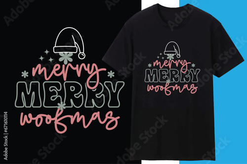 Merry Merry Woofmas , Christmas, Xmas, Santa tree Vector t shirt Design