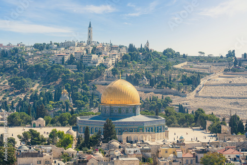 View of Jerusalem city with the Dome of the Rock on the Temple Mount