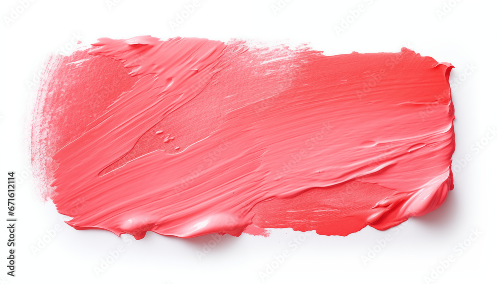 Light red text marker paint texture isolated on white background. AI generated