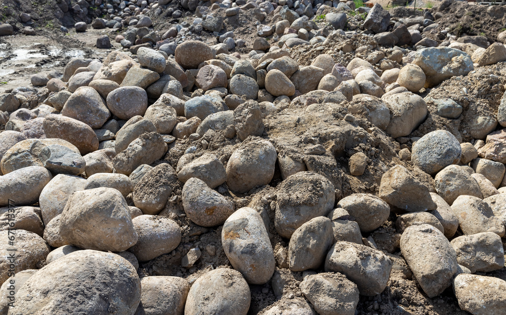 large stones on the construction site used for construction large stones on the construction site used for construction