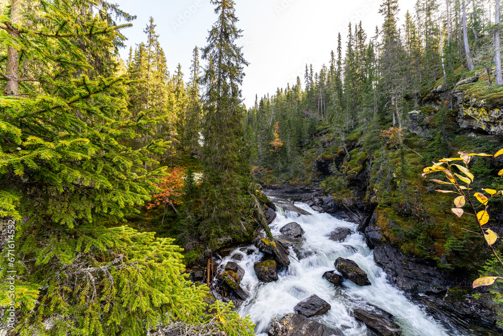 Foss ved Ulaelva i Rondane nasjonalpark i Norge, Marcinfossen Foss ved Ulaelva i Rondane nasjonalpark i Norge, Marcinfossen