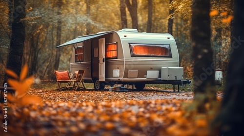 Camping trailer in nature photo
