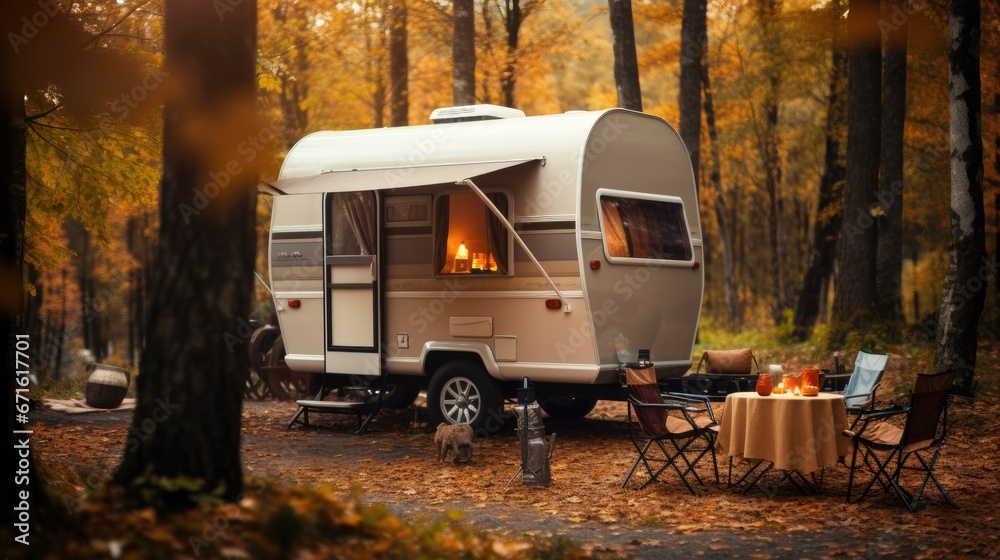 Camping trailer in nature