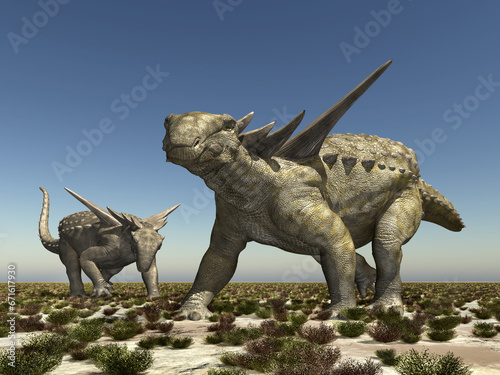 Dinosaurier Sauropelta in einer Landschaft