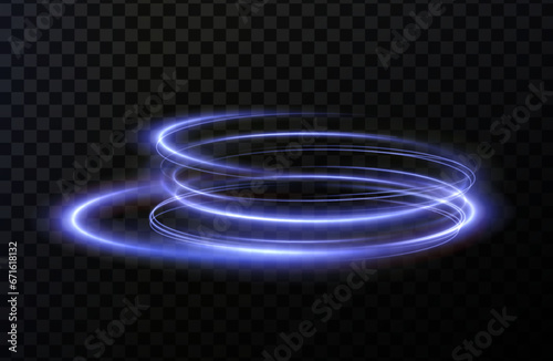 Luminous blue lines png of speed. Light glowing effect png. Abstract motion lines. Light trail wave, fire path trace line, car lights, optic fiber and incandescence curve twirl 