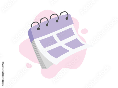 Cute calendar  isolated on white background flat color cartoon style.