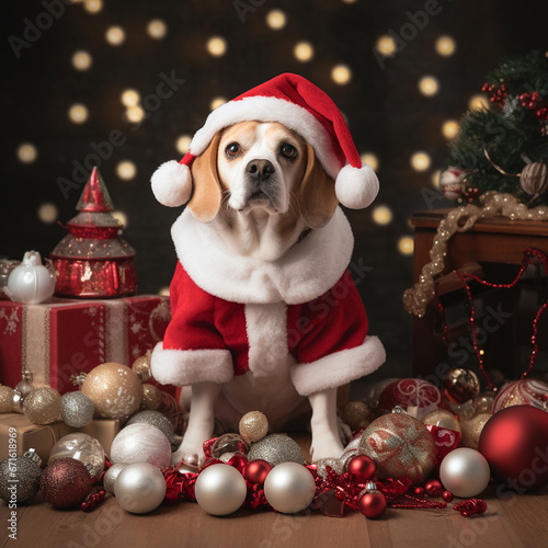 Dogs celebrating Christmas, from various breeds and locations 