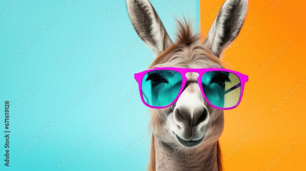 Obraz premium Cool donkey with glasses