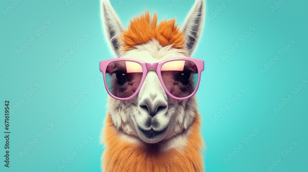 Cool llama with glasses