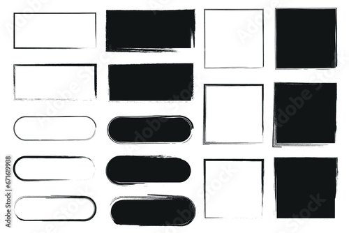 Grunge brush strokes rectangles. Grunge frames collection vector.