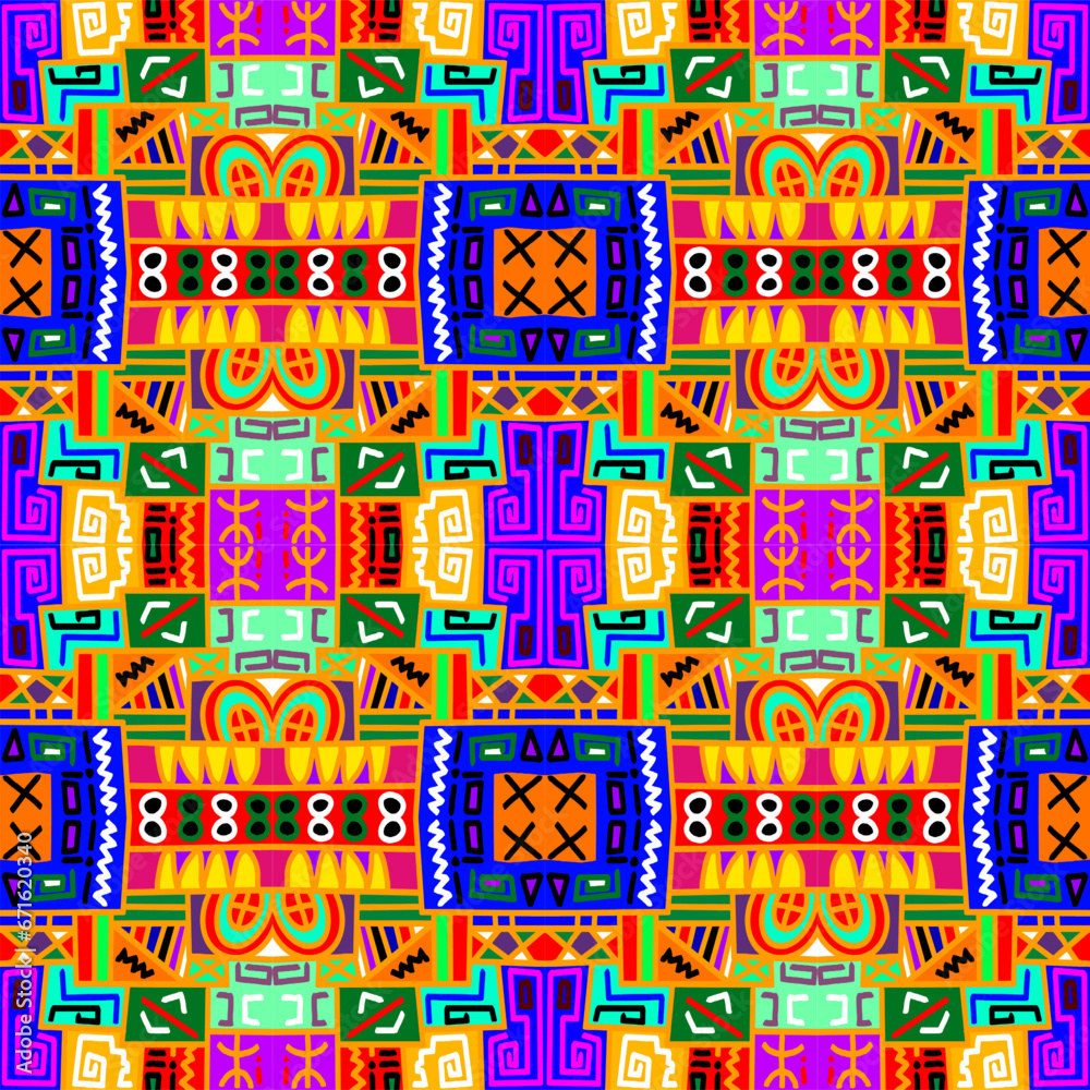 african print fabric. vector seamless tribal pattern.