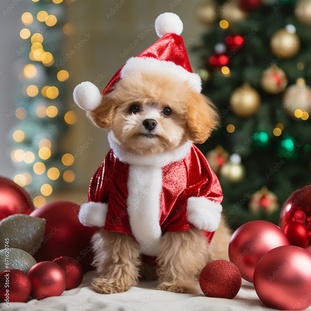 Dogs celebrating Christmas, from various breeds and locations
