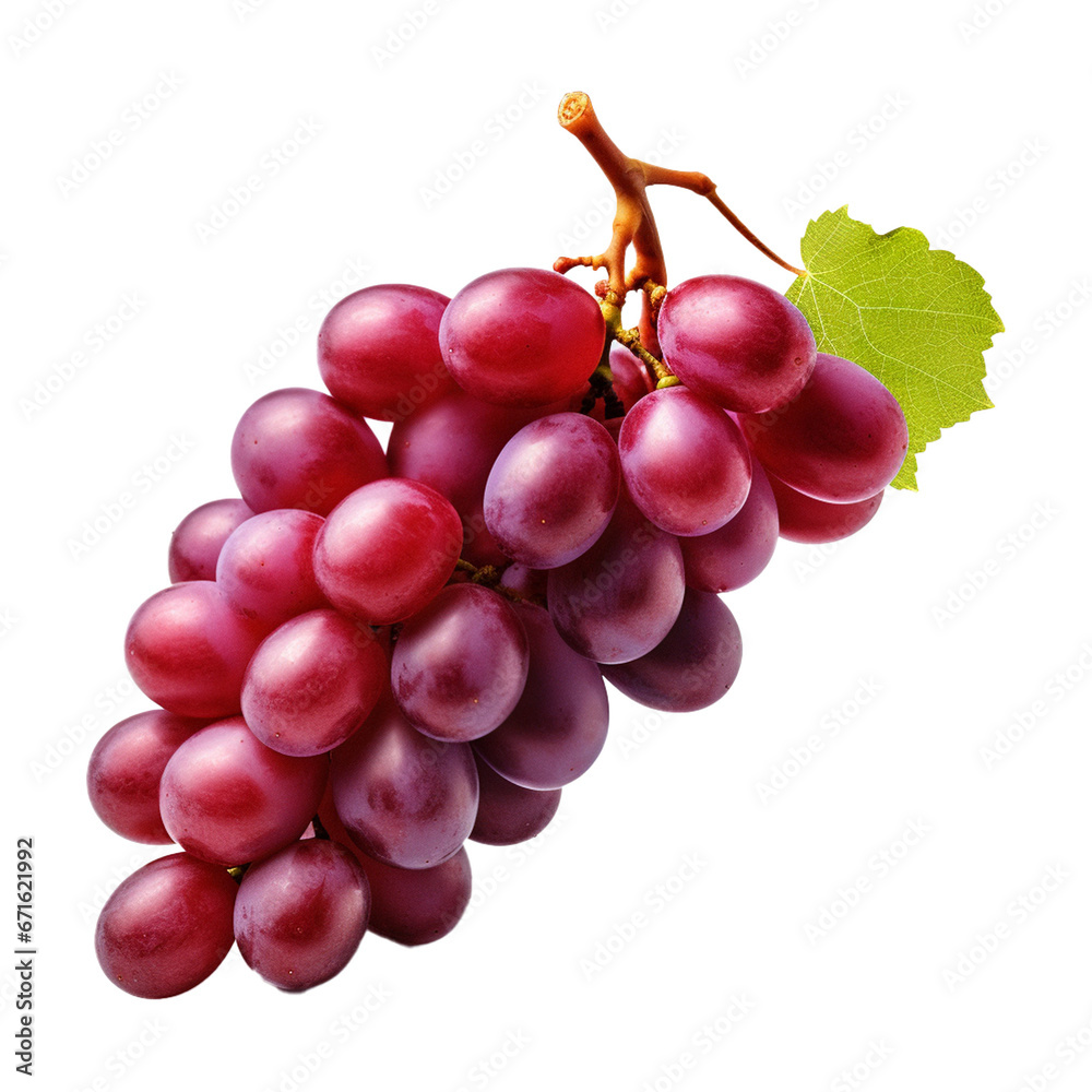 Fototapeta premium Red grapes isolated on white transparent background. Created with generative AI