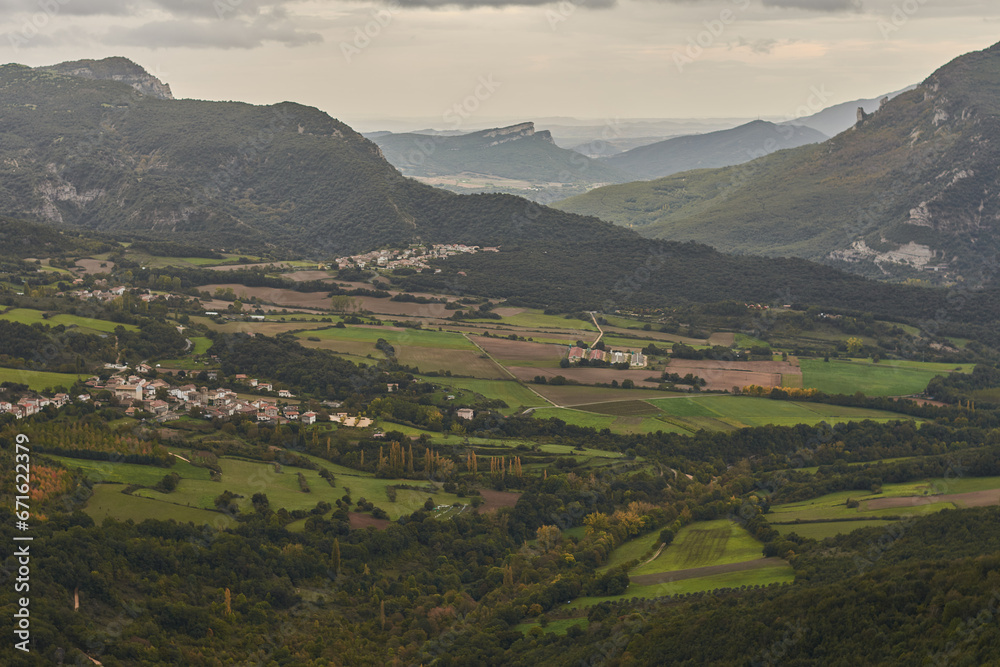 The views of the Urederra river valley, in the Urbasa mountain range, from the Mirador de Ubaba (Balcón de Pilatos). Navarre. Spain