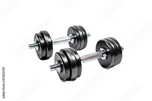 Dumbbells in the Gym on a Transparent Background. Generative AI