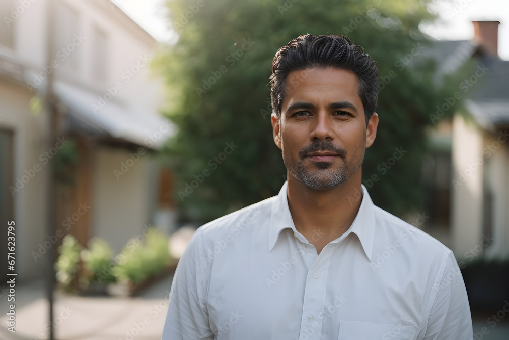 Fototapeta premium Outdoor Head And Shoulders Portrait Of Smiling Mature Man