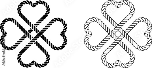 outline silhouette shamrock rope icon.clover leaf rope vector