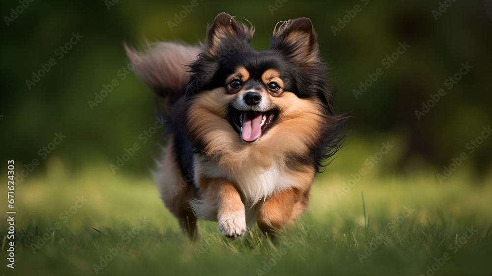 A joyful dog full of excitement running freely across a green grassy park A joyful dog full of excitement running freely across a green grassy park