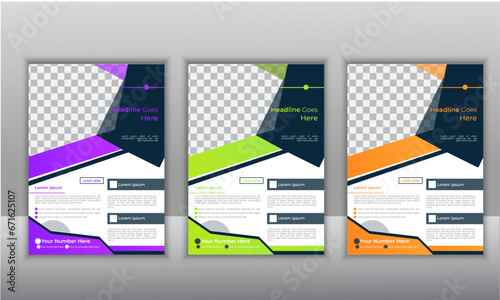 Corporate Flyer Design for Solutions. Business Flyer Design Leaflet Template Abstract shape used for business poster layout, Corporate leaflet with multiple colors set. 