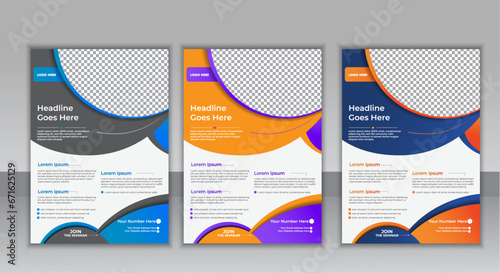 Corporate Flyer Design for Solutions. Business Flyer Design Leaflet Template Abstract shape used for business poster layout, Corporate leaflet with multiple colors set. 
