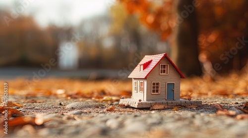Miniature house with a blurred background  AI generative