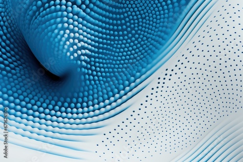 3D Relief Abstract with Blue and White Halftone Radial Dotted Pattern
