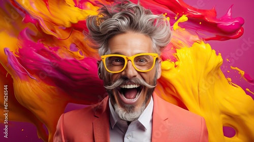 Man in an explosion of colo...