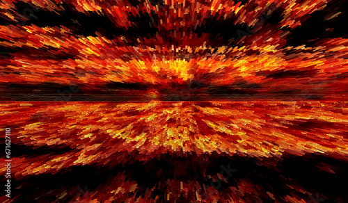 exploding lava 3D yellow gold red and orange on a black background
