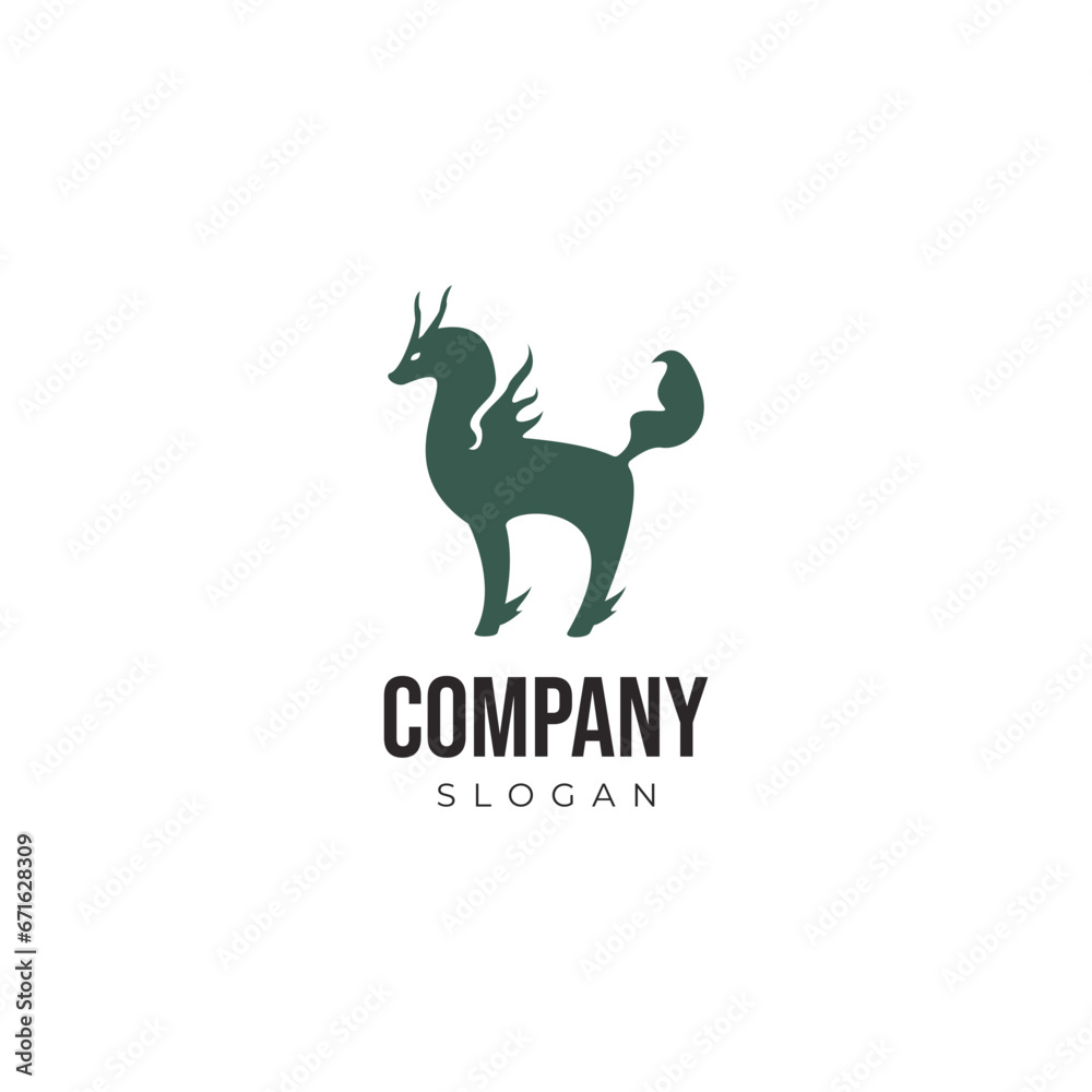 qilin mythological creature silhouette logo