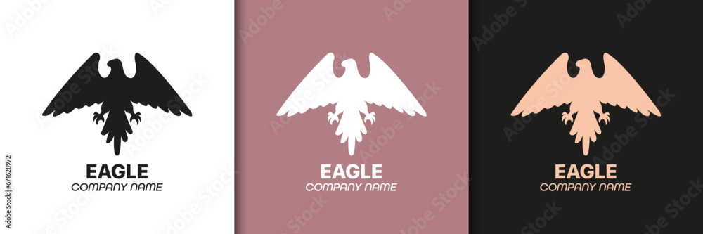 Obraz premium Eagle logo for company design. Eagle or hawk icon design. Eagle emblems or eagle logos collection. Falcon, hawk, eagle icons. Business logo company