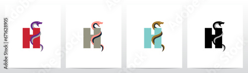 Snake Encircling Letter Logo Design H