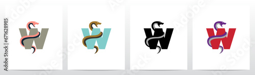 Snake Encircling Letter Logo Design W