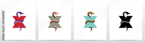 Snake Encircling Letter Logo Design X