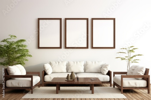 3 hanging frames mockup  living room photo mockup  3 blank frames  multiple frames  picture frame template