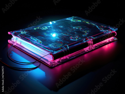 Book with Neon Glowing Bookmark: A Symbol of Modern Reading and Imagination