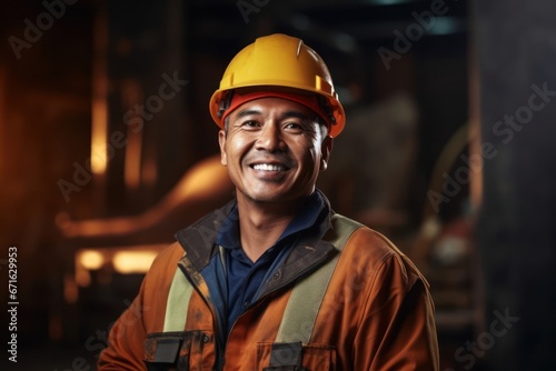 Asian Male Construction Worker Employee Professional Setting Generative AI