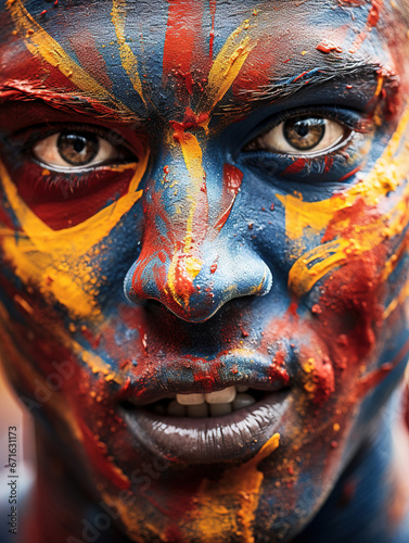 Vibrant Diversity: People with Colorful Face Paint in Stunning Hues