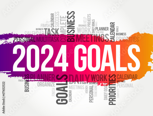 2024 Goals word cloud collage, business concept background