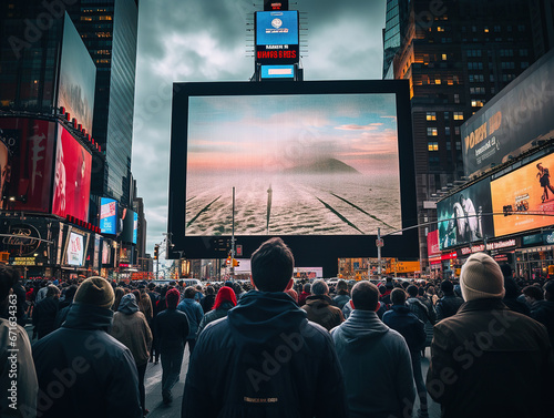 Times Square Marvel: Giant LED TV Billboard Shining Bright photo