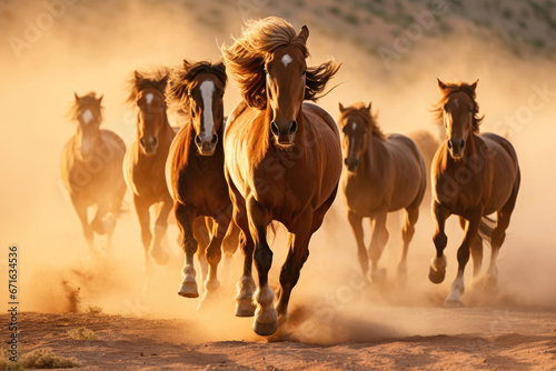 Horses gallop in the wild © Veniamin Kraskov