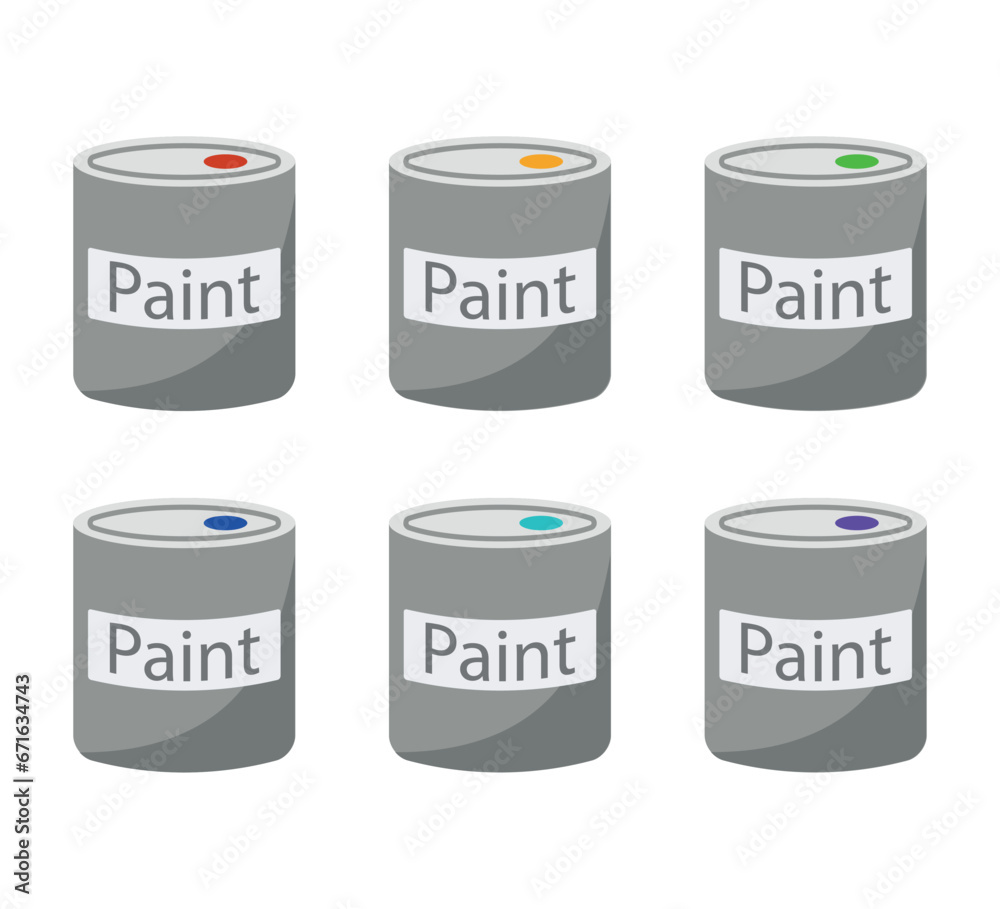 A set of aluminum tin cans with closed lids and multi-colored paint. Closed cans of paint of different colors for repair or painting. A set of aluminum tin cans with closed lids and multi-colored paint. Closed cans of paint of different colors for repair or painting.